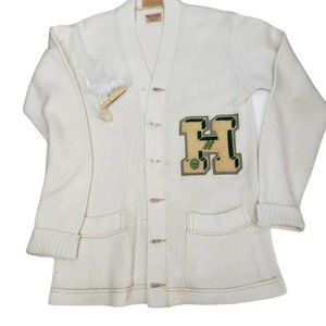 VINTAGE LETTERMAN Cardigan mid 1950s Sand Knit size 36